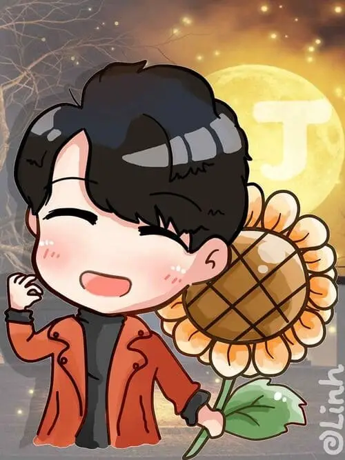anh-jack-j97-chibi-3 Chibi Jack J97 cầm hoa hướng dương cười tươi