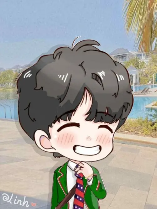 anh-jack-j97-chibi-5 Chibi Jack J97 mặc blazer xanh cười bên hồ