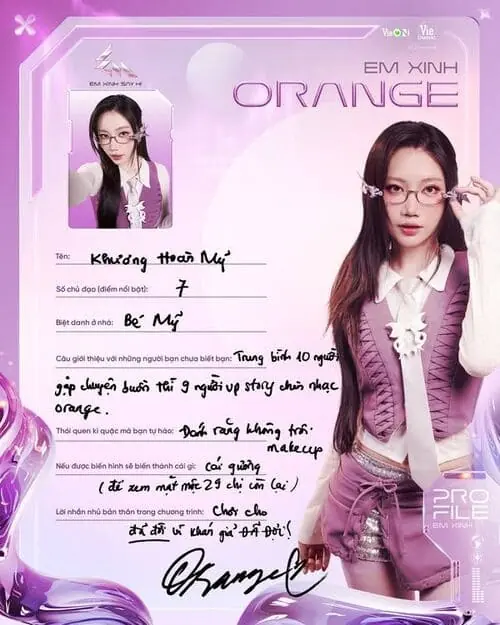 anh-orange-em-xinh-say-hi-profile Ảnh Orange EXSH trên thẻ profile tím, diện trang phục hồng pastel nữ tính
