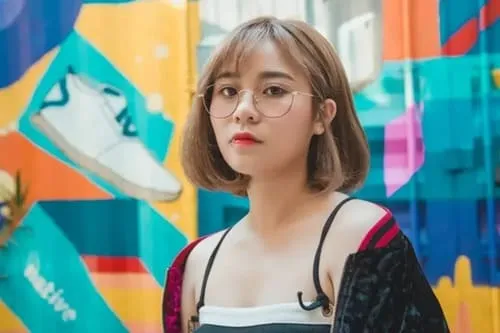anh-misthy-hinh-nen-ngang-4 Ảnh Misthy hình nền ngang với tóc bob và kính, nền sắc màu