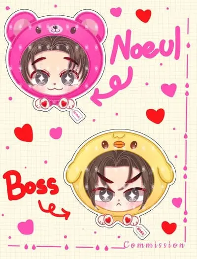 bossnoeul-fanart-1 BossNoeul fanart sticker đội mũ hình gấu và gà con dễ thương