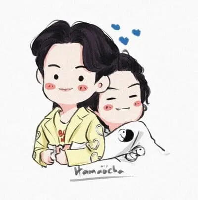 bossnoeul-fanart-2 BossNoeul fanart tựa đầu vai nhau mặc đồ ngủ họa tiết ấm cúng