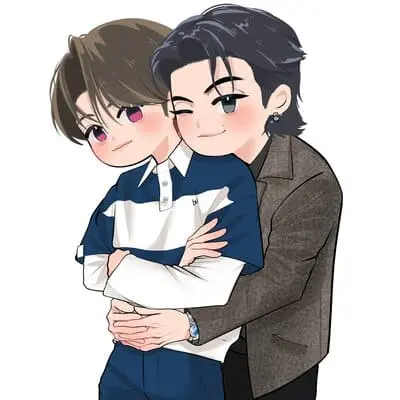 bossnoeul-fanart-8 BossNoeul fanart ôm từ phía sau nháy mắt tinh nghịch áo khoác nâu