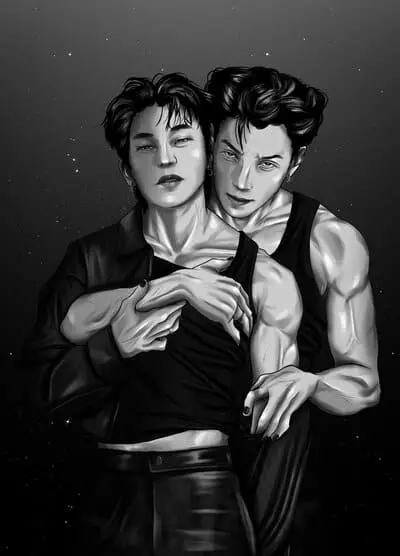 daouoffroad-fanart-chibi-3 DaouOffroad fanart minh họa đen trắng ôm nhau lãng mạn