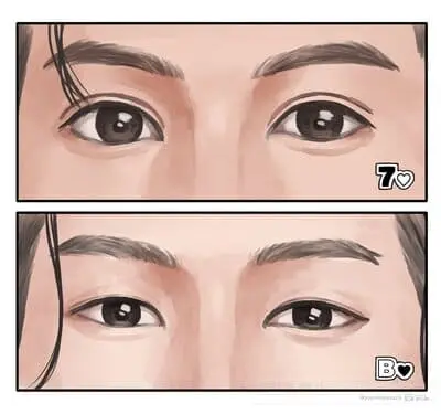 jesbible-fanart-10 Fanart JesBible cận cảnh đôi mắt hai người, đánh dấu ký hiệu số 7 và chữ B.