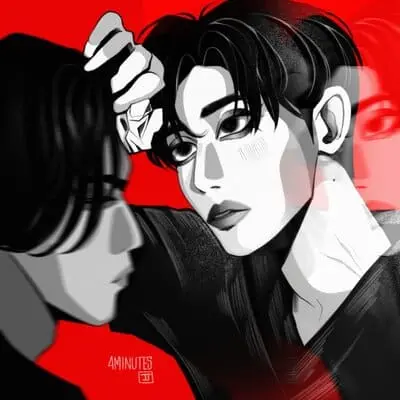 jesbible-fanart-3 Fanart JesBible minh họa tông đỏ đen, một người nắm tóc người kia đầy căng thẳng.
