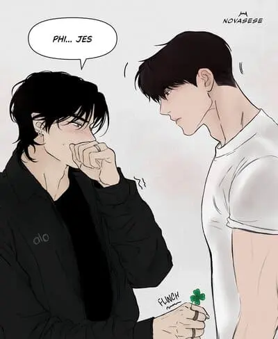 jesbible-fanart-5 Fanart JesBible kèm lời thoại "Phi... Jes", có chi tiết móc khóa hình cỏ bốn lá.