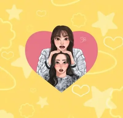 kapookciize-fanart-chibi-3 KapookCiize minh họa hai cô gái trong khung tim hồng