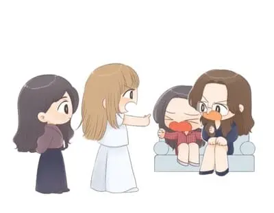 kapookciize-fanart-chibi-4 KapookCiize fanart chibi bốn cô gái an ủi nhau trên ghế